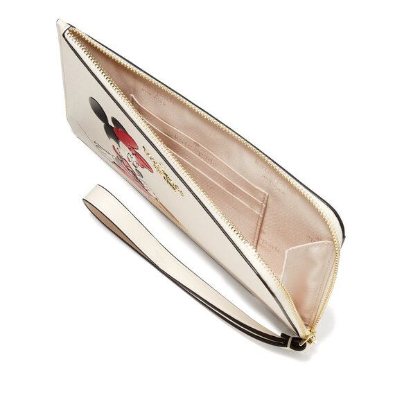 New Disney X Kate Spade New York Minnie Medium L-zip Wristlet Parchment Multi - Picture 3 of 3